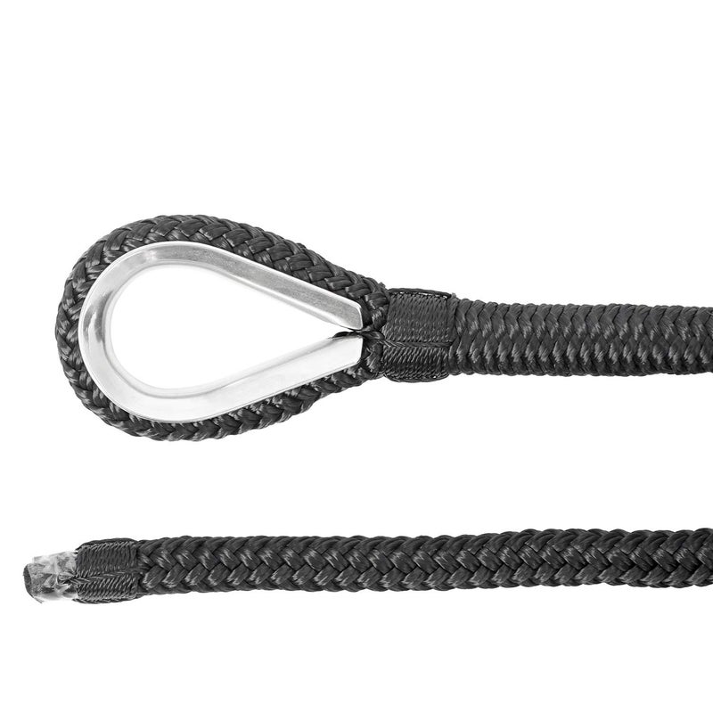 NovelBee 3/8" x 50' Double Braid Nylon Anchor Line with Thimble (Black) - Image 5
